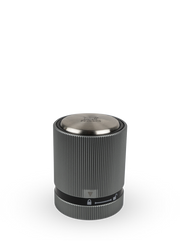 Peugeot | Line Sparkling Wine Stopper with ribbed aluminum casing and Peugeot lion-stamped stainless-steel top, designed for airtight champagne bottle sealing.