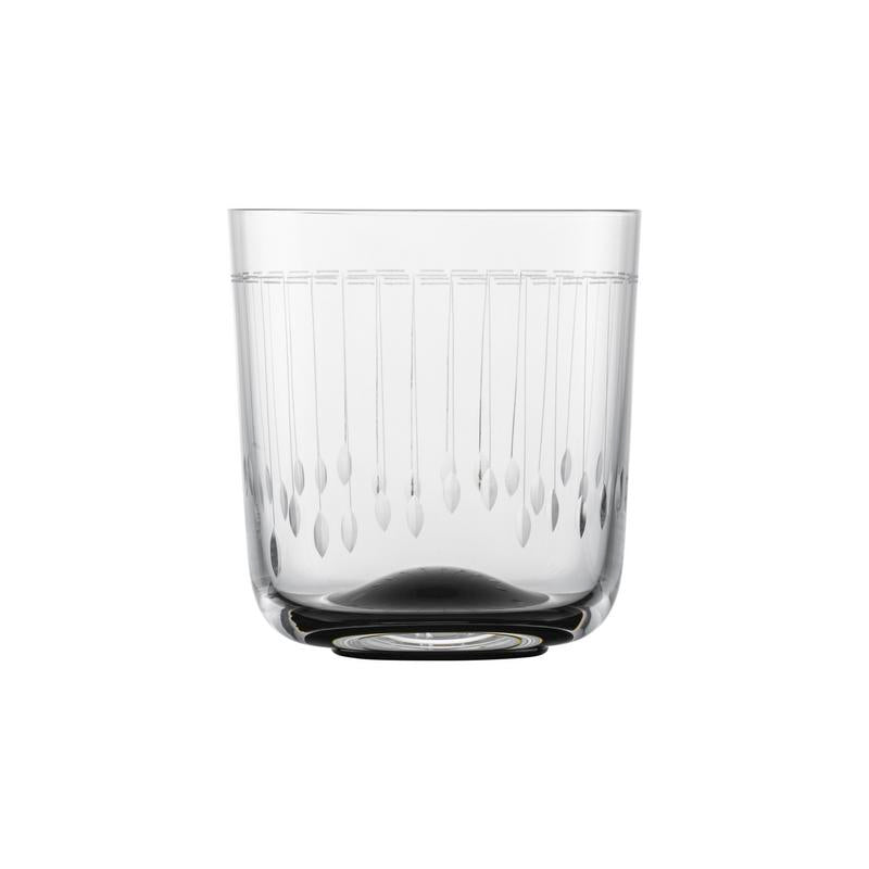 Zwiesel Fortessa Glamorous Whiskey Glass, 11.1 oz, features a cut crystal design with teardrop etchings, exemplifying elegance for sophisticated barware from Athens Cooks.