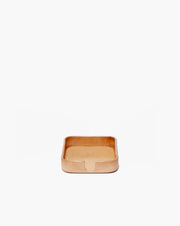 Graf Lantz - Kobon Leather Square Tray - Natural, a sculpted Vachetta leather organizer, ideal for holding coasters, jewelry, or office essentials.