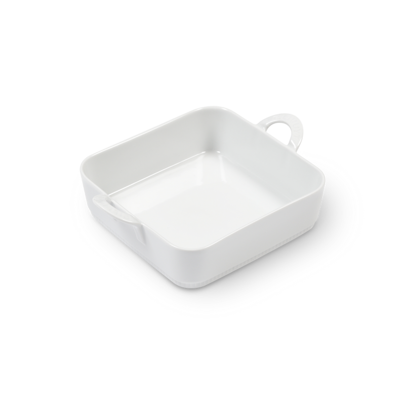 Pillivuyt | Toulouse Square Baker - 8.5, a white ceramic dish with handles, perfect for baking.