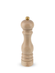 Peugeot | Paris u'Select Pepper Mill, 9-inch, natural wood with classic curved design and brass knob, showcasing Peugeot's heritage and effective grinding mechanism.
