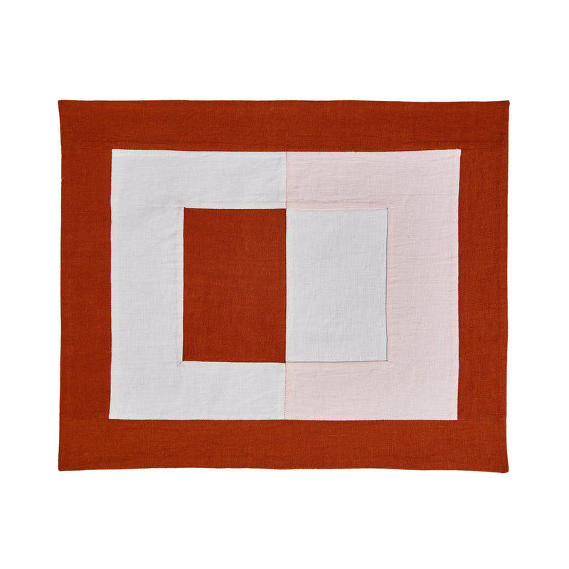 Misette | Bauhaus Embroidered Linen Napkins, Amber, Set of 4