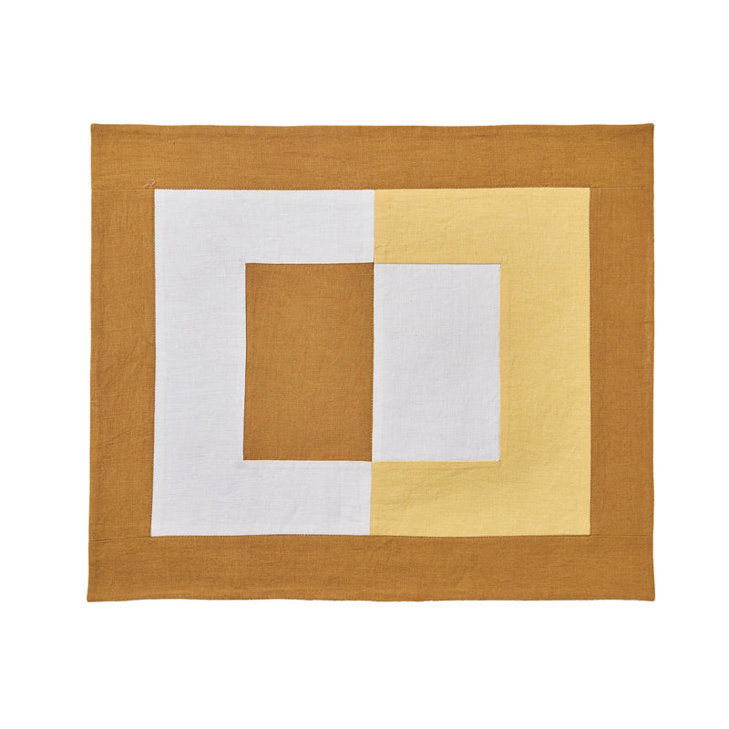 Misette | Bauhaus Embroidered Linen Napkins, Amber, Set of 4