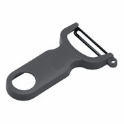 Kuhn Rikon | Original Swiss Peeler - Grey features a sharp carbon steel blade and ergonomic handle, ideal for effortlessly peeling various fruits and vegetables.