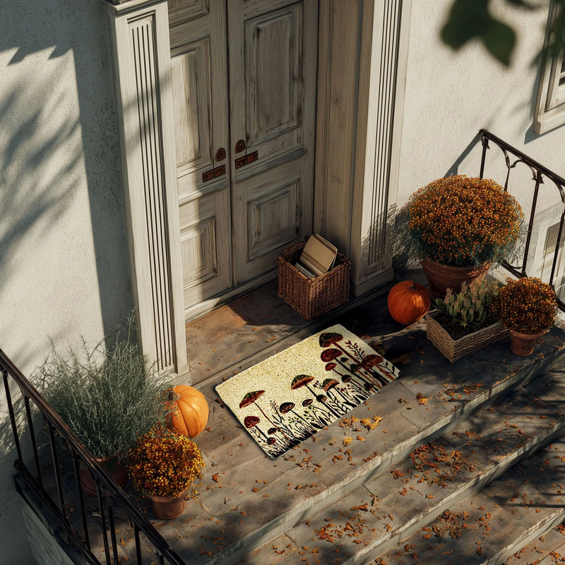 DHOME | WILLIAMSBURG Sunflower Blockprint Handwoven Coir Doormat