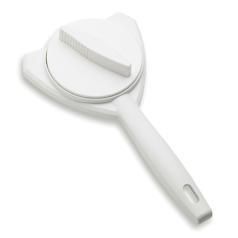 Kuhn Rikon | The Gripper Jar Opener with a long handle, circular head in a triangular frame, ridged knob for easy jar lid opening, ideal for various lid sizes.