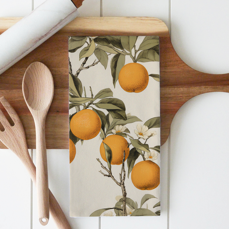 Hearth and Harrow | Kitchen Herbs Tea Towel in Blue-violet - Plant Print Cloth
