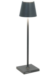 Zafferano America - Poldina Pro Micro Cordless Lamp features a sleek black design with a white shade and touch dimming, ideal for versatile lighting solutions.