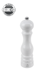 Peugeot | Paris u'Select Salt Mill, 9-inch, features a glossy white wood design with chrome knob, showcasing precise grinding with u'Select system for culinary enthusiasts.