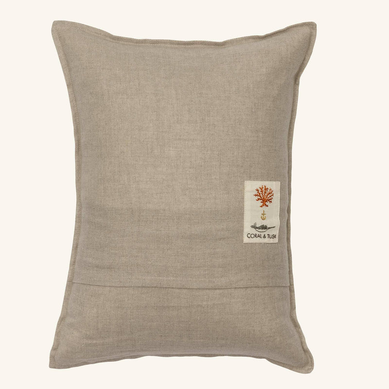 Coral & Tusk - Scaredy Black Cat Pillow: Rectangular linen cover with a sewn label, featuring a cat motif for Halloween decor. Measures 12 × 16.