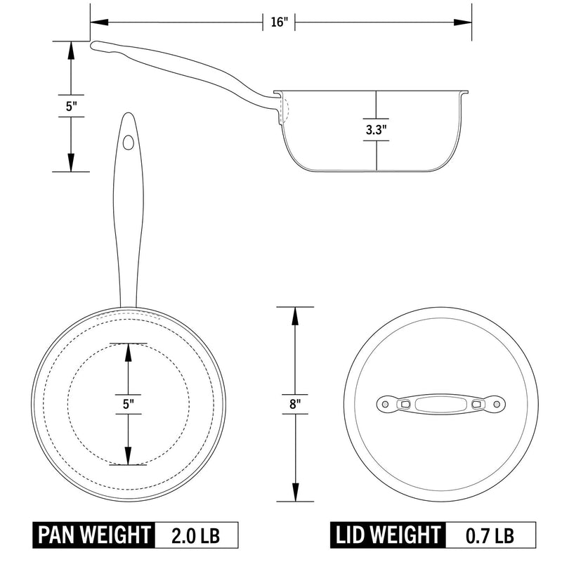 Heritage Steel | Titanium Series 2 Quart Saucier with Lid