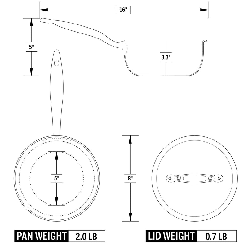 Heritage Steel | Titanium Series 2 Quart Saucier with Lid