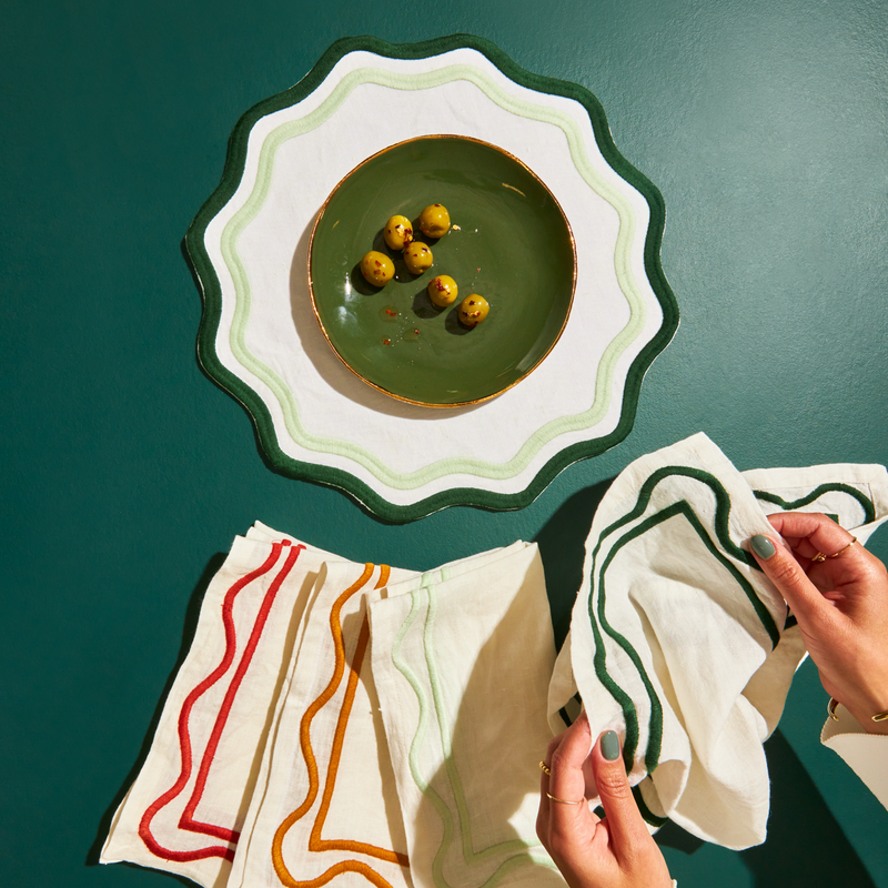 Misette | Embroidered Linen, Green