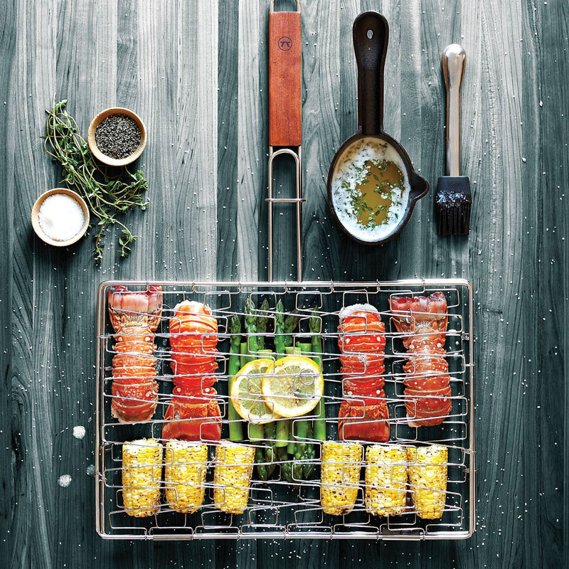 Outset | Flex Grill Basket with Rosewood Handle