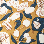 Couleur Nature - Forest Harvest Mustard & Blue Table Runner, 16 x 90, featuring vintage-style fruits and foliage, hand-printed on cotton, reflecting Provençal charm.