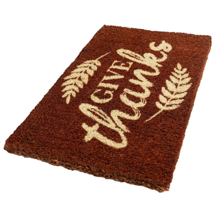 Give Thanks Handwoven Coconut Fiber Doormat.