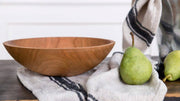 Petermans Boards and Bowls Inc. - 13 CHERRY ROUND BOWL, ideal for serving salads or pasta for small families, featuring luxurious hardwood craftsmanship.