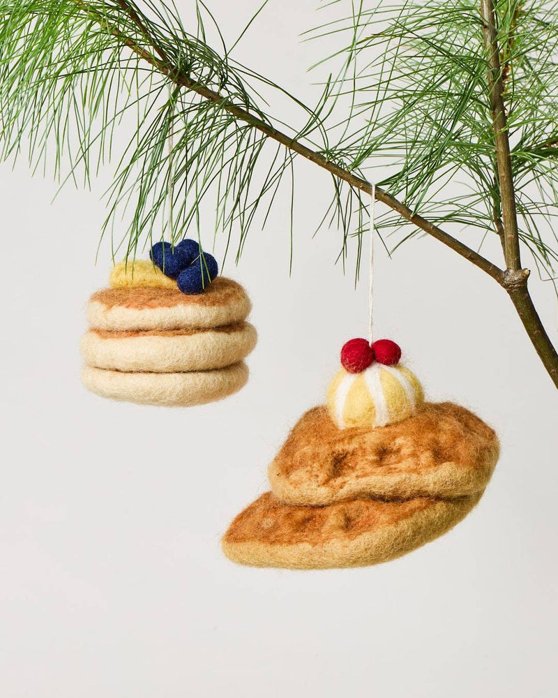 Farmhouse Pottery | Felted Breakfast Ornament, Pancake Stack