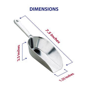 Flat Bottom Food Utility Scoop, 7.5in, with a straight front edge and deep walls, ideal for scooping coffee beans and bulk foods.