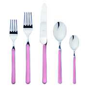Mepra SPA - Place Set 5 Pcs Fantasia: Cobalt features high-quality stainless steel utensils, including a fork, spoon, and knife, highlighting Italian craftsmanship and durability.
