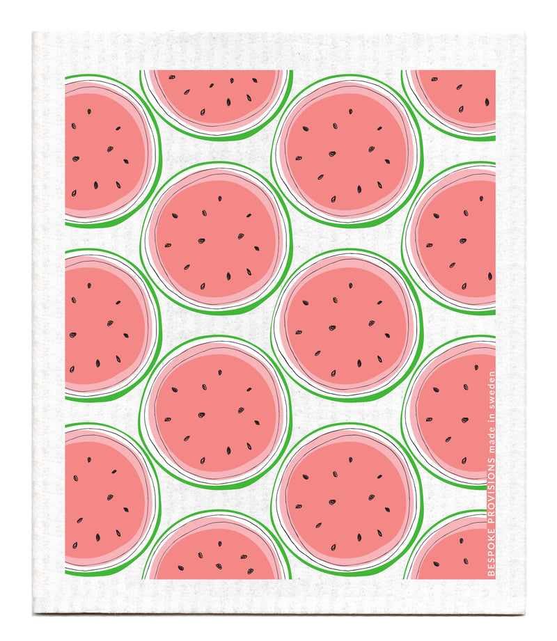 Bespoke Provisions - Watermelon Swedish Dishcloth featuring a whimsical watermelon pattern, eco-friendly and biodegradable, ideal for kitchen cleaning tasks.