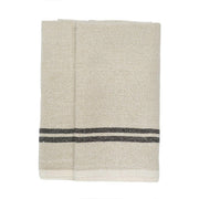 Caravan Home | Vintage Linen Natural & Black Towels, showcasing handmade woven fabric with dark stripes, ideal for adding rustic elegance to dining settings.