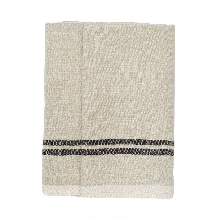 Caravan Home | Vintage Linen Natural & Black Towels.