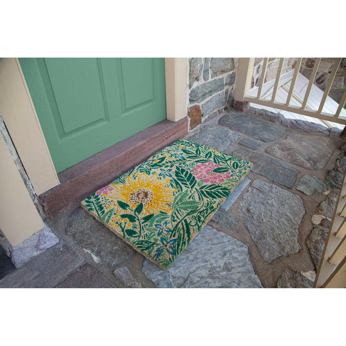 Entryways | WILLIAMSBURG Sunflower Blockprint Handwoven Coir Doormat