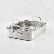 Hestan Provisions | Classic Roaster with Rack, 14.5 Inches, on a countertop, featuring durable stainless steel construction and ergonomic handles for efficient kitchen use.