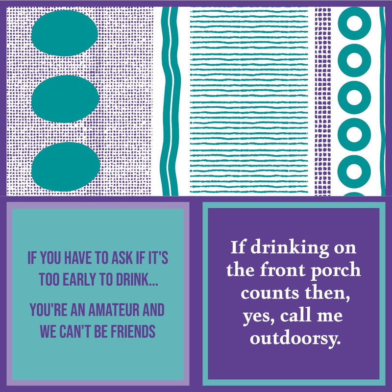 Drinks on Me - Napkin: Outdoorsy, double-sided cocktail napkin set featuring humorous designs, perfect for adding laughter to gatherings. Pack includes 20 three-ply, 5x5 napkins.