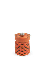 Peugeot Bali Cast Iron Pepper Mill, 3 Inches - Red, featuring a decorative, perforated design with a ribbed silver knob, perfect for enhancing culinary experiences.