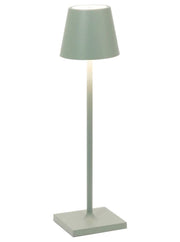 Zafferano America - Poldina Pro Micro Cordless Lamp: Sand, featuring a sleek design with a white shade, touch dimming, and rechargeable battery, ideal for versatile lighting.
