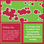 Drinks on Me - NAPKIN XMAS Anxiety: Humorous double-sided cocktail napkins featuring festive anxiety quotes, perfect for parties and gift shops. Ideal for humorous holiday gatherings.