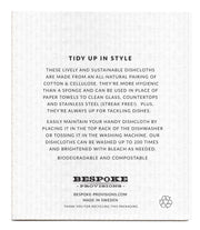 Bespoke Provisions - Lemons Swedish Dishcloth with printed care instructions, packaged in a clear protective sleeve. Eco-friendly, biodegradable cleaning cloth showcased on paper.