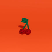 Ware of the Dog - Wool Cherries Cat Toy: Two smiling felt cherries with green stems and leaves, crafted from natural wool and filled with catnip, supporting fair-trade artisans.
