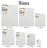 Angels Craft - Canvas - Wrapped, 1-ct (11x14 inches) displayed, showing a group of primed, acid-free, 100% cotton canvases, suitable for acrylic and oil paints.