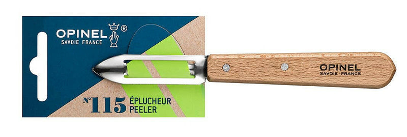 Opinel | Essential Birdsbeak Vegetable Knife, featuring a stainless-steel blade and beech-wood handle, in packaging. Ideal for precise fruit and vegetable preparation.