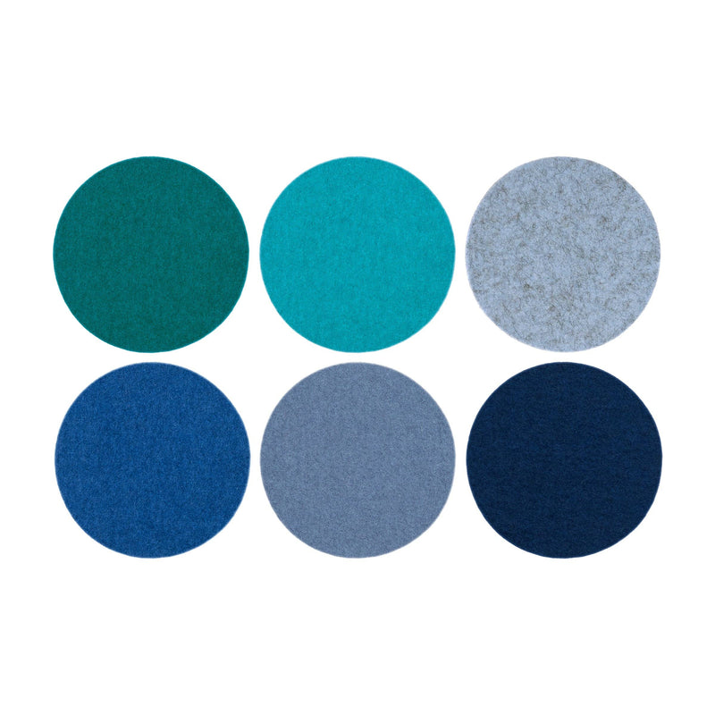 Graf Lantz - Bierfilzl Merino Wool Felt Round Coaster Multi 6 Pack: Ocean, featuring six hand-cut round wool felt coasters for surface protection and modern home decor.
