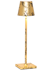 Zafferano America - Poldina Pro Micro Cordless Lamp: White, featuring a sleek gold design, ideal for versatile indoor and outdoor lighting, with dimmable LED functionality.