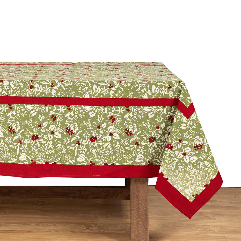 Couleur Nature - Baies de Houx Red & Green Tablecloth: 71" x 71"