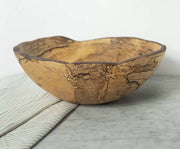 Petermans Boards and Bowls Inc. 10 Spalted Maple Oval Bowl, handcrafted with unique spalted patterns, perfect for serving salads or as a stylish fruit or candy bowl.