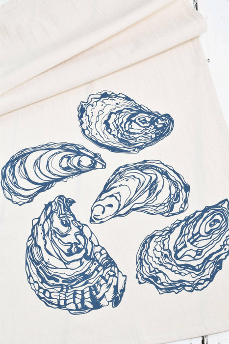 Hearth and Harrow - Oyster Tea Towel in Navy Blue - Organic Cotton - Sea Shell.