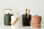 Bamboozle - Astrik Composter: Forest, featuring a wooden handle and ventilated lid, designed for stylish, odor-free indoor composting in any kitchen.