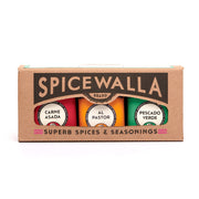 Spicewalla | Street Taco Spice Gift Set in a windowed sleeve, featuring Carne Asada, Al Pastor, and Pescado Verde spice blends for authentic Mexican flavors.