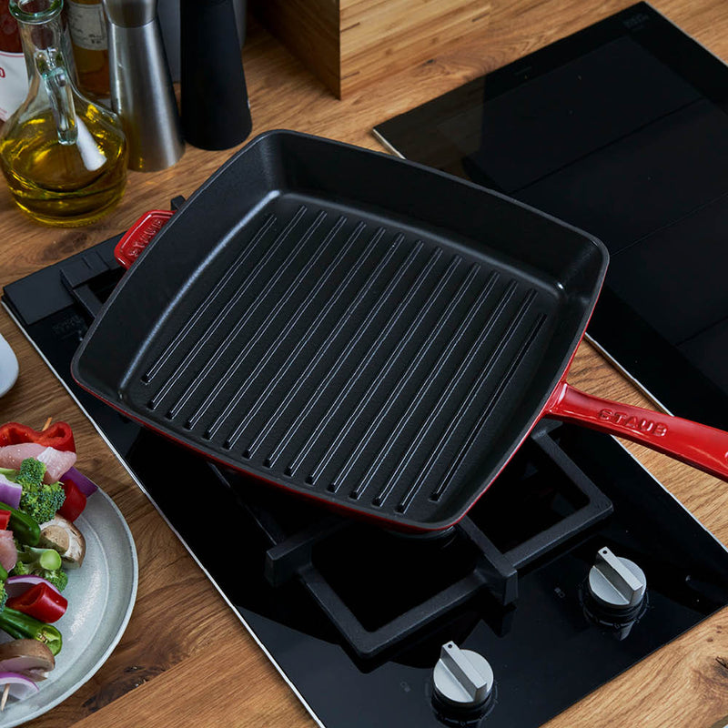 Staub | Cast Iron Square Grill Pan - Cherry