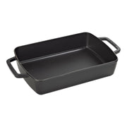 Staub | Cast-Iron Rectangular Roasting Pan, 10 x 15, showcasing its durable, enameled surface, ideal for browning and braising, suitable for all heat sources.