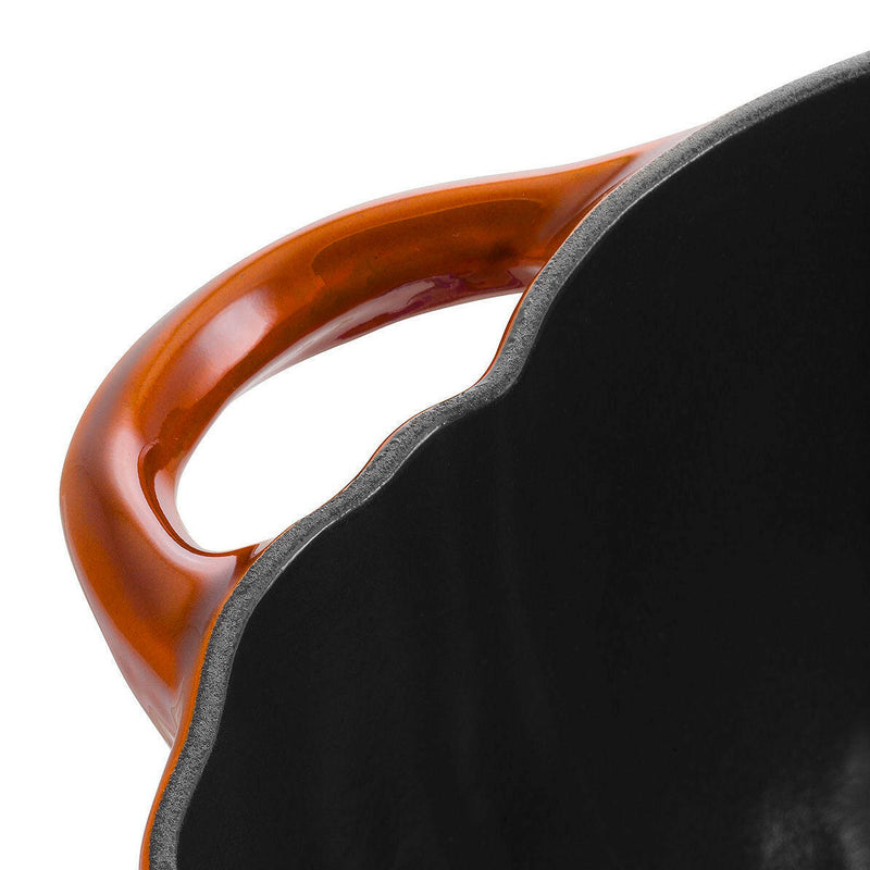 Staub Pumpkin Cocotte - White, cast iron cookware shaped like a pumpkin, ideal for soups and casseroles, reflecting French culinary artistry, available at Athens Cooks.