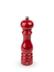 Peugeot | Paris Chef u'Select Passion Red Pepper Mill, 9 inches, featuring a hand-turned design with metal adjustment knob for precise grind settings.