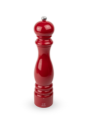Peugeot | Paris u'Select Wooden Salt Mill, Passion Red, featuring a glossy finish, adjustable metal knob, and precision grind system, ideal for enhancing kitchen experiences.
