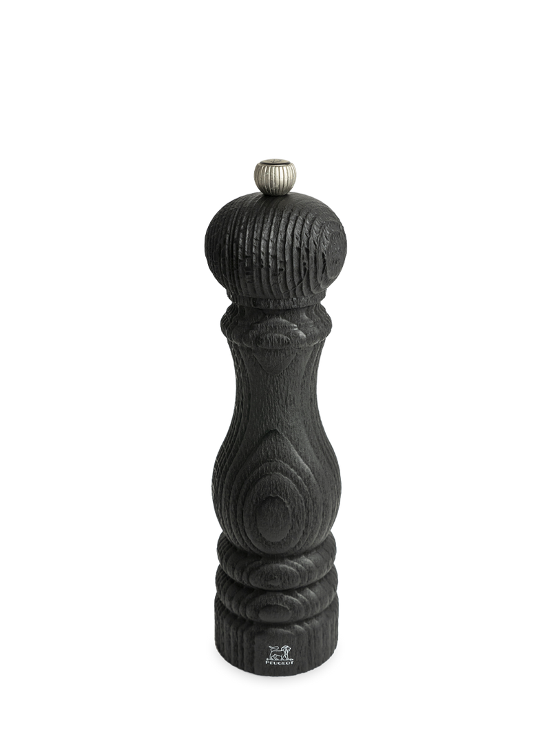 Peugeot | Paris Nature Collection Pepper Mill, Nature Black, featuring dark-stained wood, silver adjustment knob, and eco-friendly design, ideal for culinary enthusiasts at Athens Cooks.